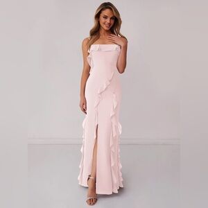 Azazie x Barbie Pink Ruffle Bridesmaid Dress